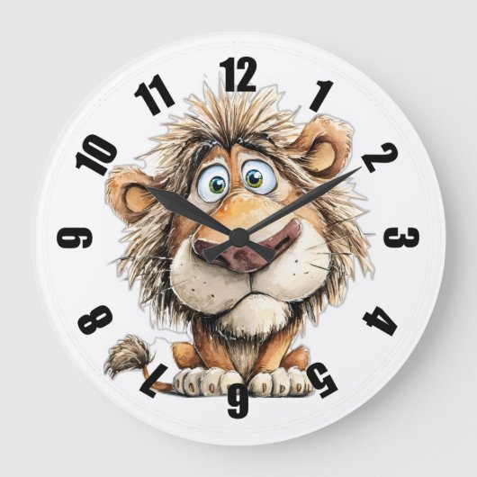 Launenhafter Löwe Große Wanduhr (Vorderseite)