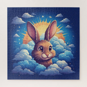 Launenhafter Osterhase, umgeben von Wolken Puzzle