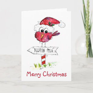 Launenhafter roter Weihnachtsvogel Karte