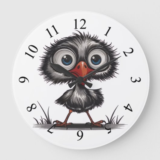 Launenhafter Vogel Große Wanduhr (Vorderseite)