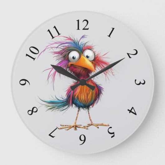 Launenhafter Vogel Große Wanduhr (Vorderseite)