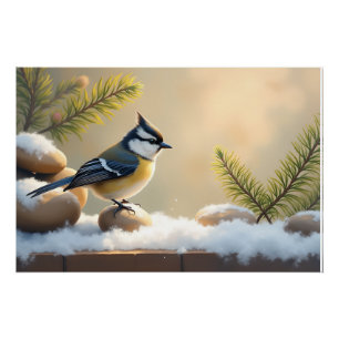 Launenhafter Wintervogel mit Federhaube Poster