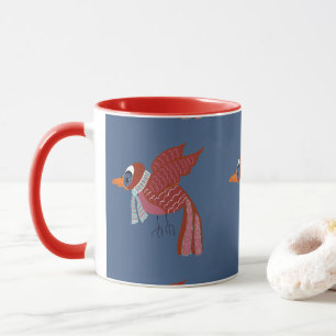 Launenhafter Wintervogel mit Schal Tasse
