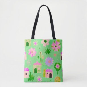 Launige Blumen-Dorf-Muster-Tasche Tasche