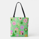 Launige Blumen-Dorf-Muster-Tasche Tasche (Rückseite)