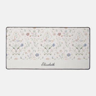 Launige Cottagecore-Beige-Monogramm-Name-Blume Schreibtischunterlage