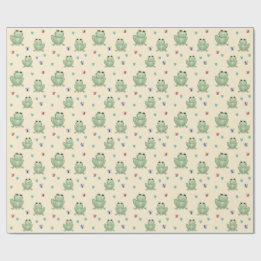 Launige Creme-Wasserfarben-Frosch-Baby-Party Geschenkpapier