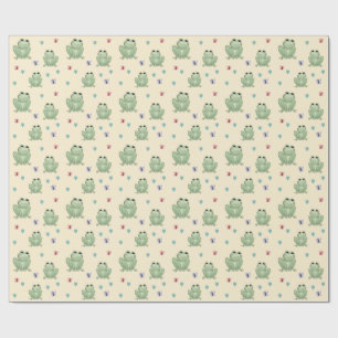 Launige Creme-Wasserfarben-Frosch-Baby-Party Geschenkpapier