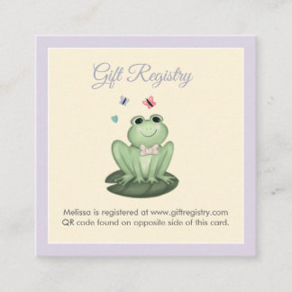 Launige Frosch-Baby-Registry im Lavendel-Look Begleitkarte
