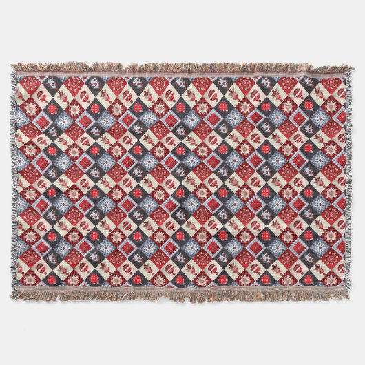 Launige Gingham-Weihnachts-Patchwork-Decke Decke (Vorderseite)