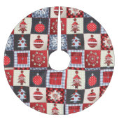 Launige Gingham-Weihnachts-Patchwork-Decke Polyester Weihnachtsbaumdecke (Vorderseite)