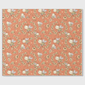 Launige glückliche Hummel und Blumen Geschenkpapier (Flach)