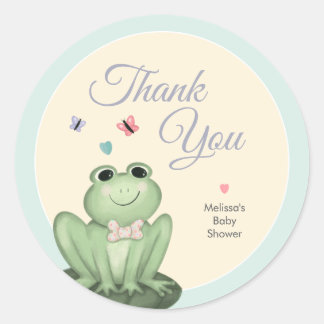Launige grüne Frosch-Baby-Shower-Favor in Mintgrün Runder Aufkleber
