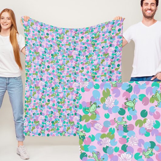 Launige grüne Frösche Rosa Fleece-Decke  Fleecedecke