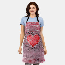 Launige Grunge-Rote-Herz-Kohle-Graue-Polka-Punkt-S