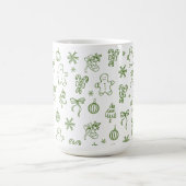 Launige handgezeichnete Doodle-Grüntöne Kaffeetasse (Mittel)