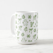 Launige handgezeichnete Doodle-Grüntöne Kaffeetasse (Vorderseite Links)