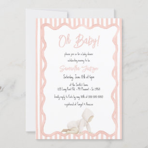 Launige handgezeichnete rosafarbene Babyparty für  Einladung