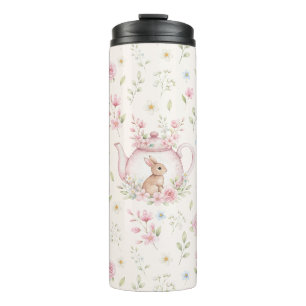 Launige Hasen-Teekanne Frühlingsblumen Thermosbecher