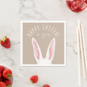 Launige Hasenohren auf Beige Frohe Ostern Serviette (Beispiel)