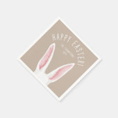 Launige Hasenohren auf Beige Frohe Ostern Serviette (Ecke)