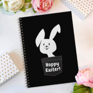 Launige hopplige Ostern schwarze und weiße Hasen-C Notizblock