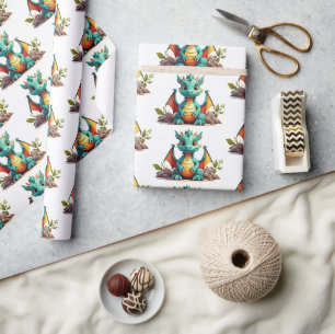 Launige mintgrüne Baby-Drache-Geschenkpapier Geschenkpapier