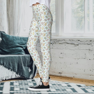 Launige Pastell-Farbene Süße Ostereier Florales Mu Leggings
