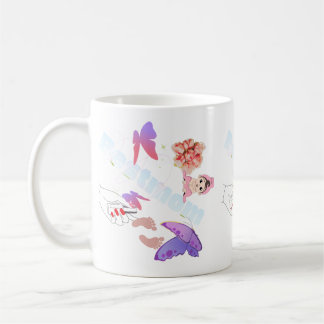 Launige Pastell-Schmetterling- und Blumen-Kaffeeta Kaffeetasse