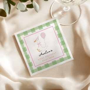 Launige rosa alberne Gans Erste Geburtstag Serviet Serviette