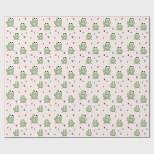 Launige rosa Wasserfarbe-Frosch-Baby-Party Geschenkpapier