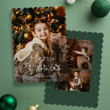 Launige Schrift Frohe Weihnachten drei Foto grün