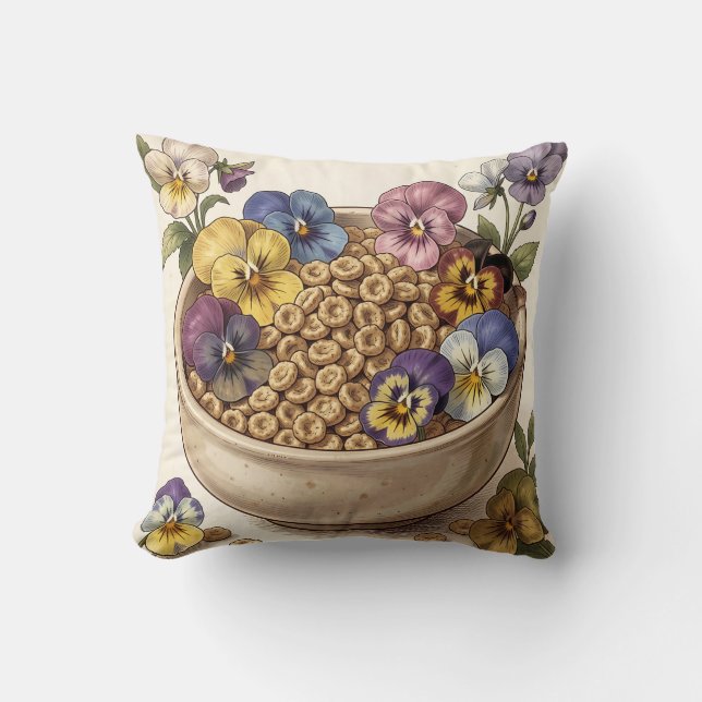 Launige Stiefmütterchen-Blumen-Cereal-Schale Kissen (Vorderseite)