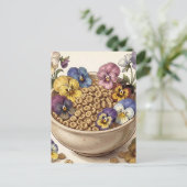 Launige Stiefmütterchen-Blumen-Cereal-Schale Postkarte (Stehend Vorderseite)