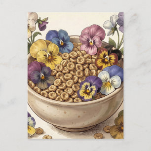 Launige Stiefmütterchen-Blumen-Cereal-Schale Postkarte