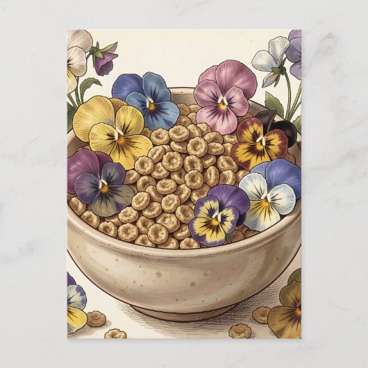 Launige Stiefmütterchen-Blumen-Cereal-Schale Postkarte (Vorderseite)