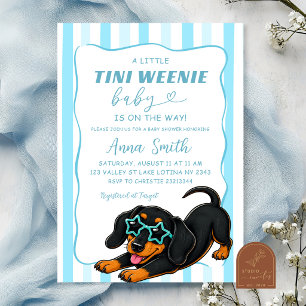 Launige Streifen Wiener Hund Junge Baby Shower  Einladung