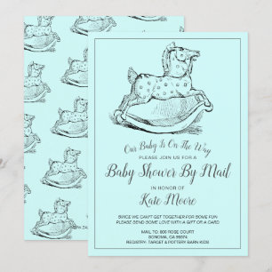 Launige Vintage Blau Jungen Baby Shower per Post Einladung
