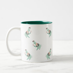 Launige Volkskunst-Llama-Zweifarben-Kaffeetasse – Zweifarbige Tasse