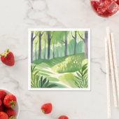 Launige Wälder | Wasserfarbenlandschaft Wald Serviette (Beispiel)