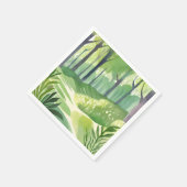 Launige Wälder | Wasserfarbenlandschaft Wald Serviette (Ecke)