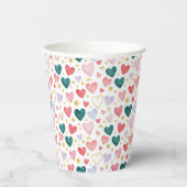 Launige Wasserfarben-Herzen & goldener Schimmer Pappbecher (Rechts)