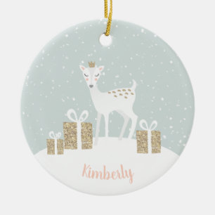 Launige Weihnachten mit Hirschen Keramik Ornament