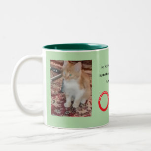 Launige Weihnachten mit roter Katze Zweifarbige Tasse