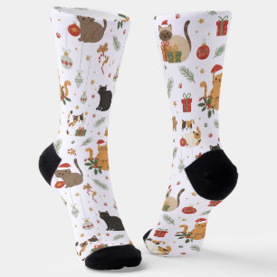 Launige Weihnachts-Kitty-Socken mit Muster Socken
