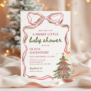 Launige Weihnachts-Schleife Merry Little Baby Show Einladung
