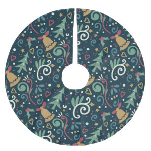 Launige Winter-Weihnachtsfeier-Grafiken Polyester Weihnachtsbaumdecke