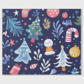 Launiger blauer Schneemann Geschenkpapier (Flach)