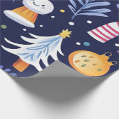 Launiger blauer Schneemann Geschenkpapier (Ecke)