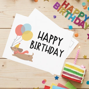 Launiger Dachshund Froher Geburtstag Festlich Postkarte